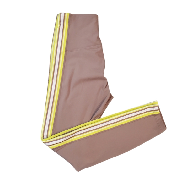 Lorna Jane High Waisted Tight Womens Size Small Green Striped Side Activewear - Picture 2 of 10